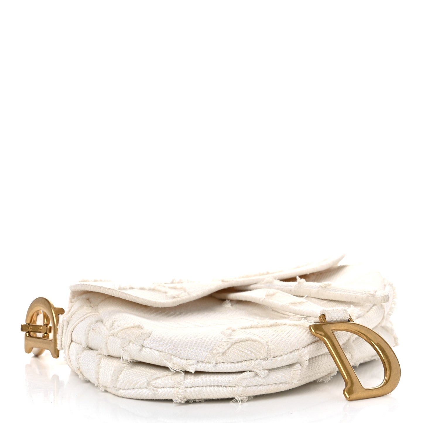 Canvas Embroidered Camouflage Saddle Bag White