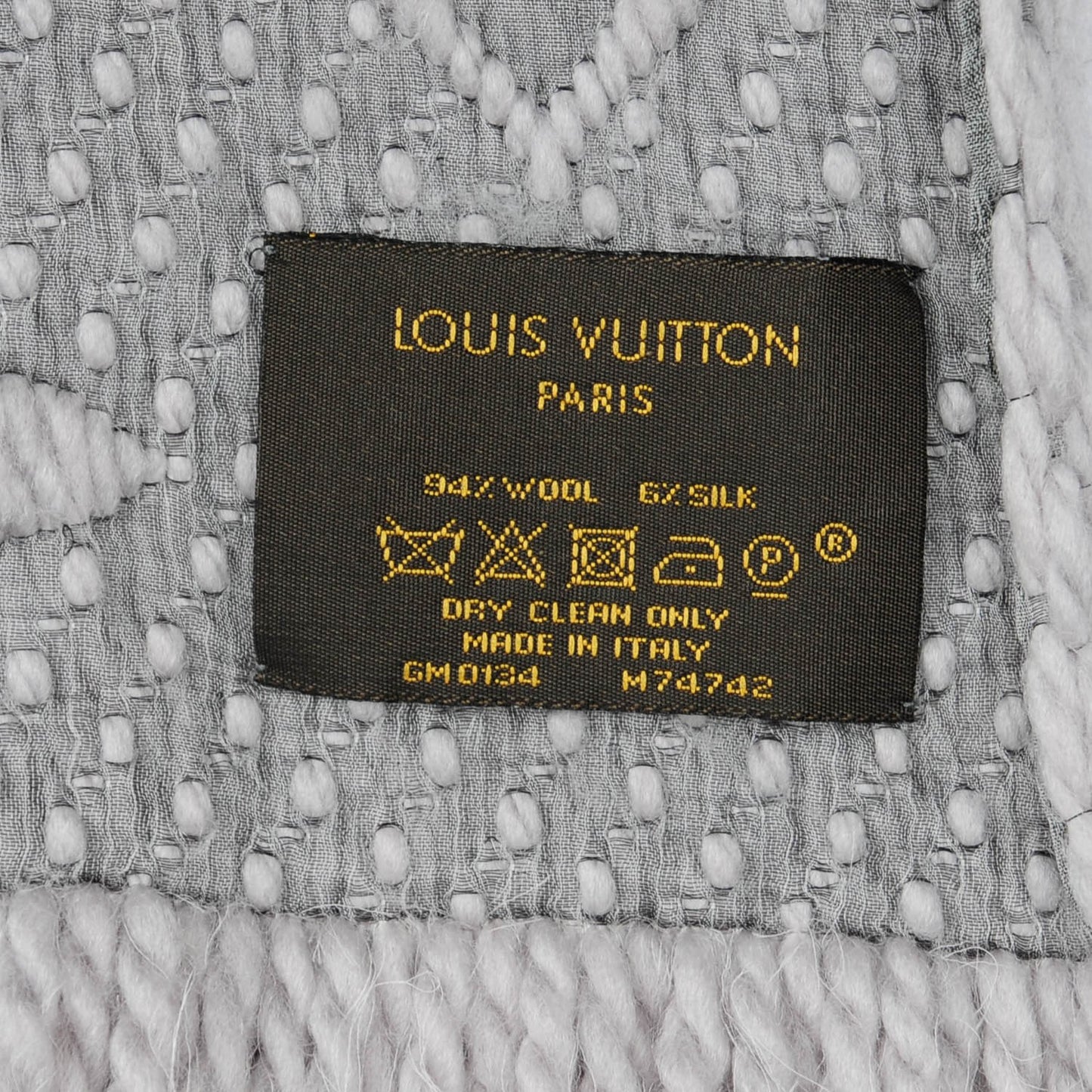 Wool Silk Logomania Scarf Pearl Grey