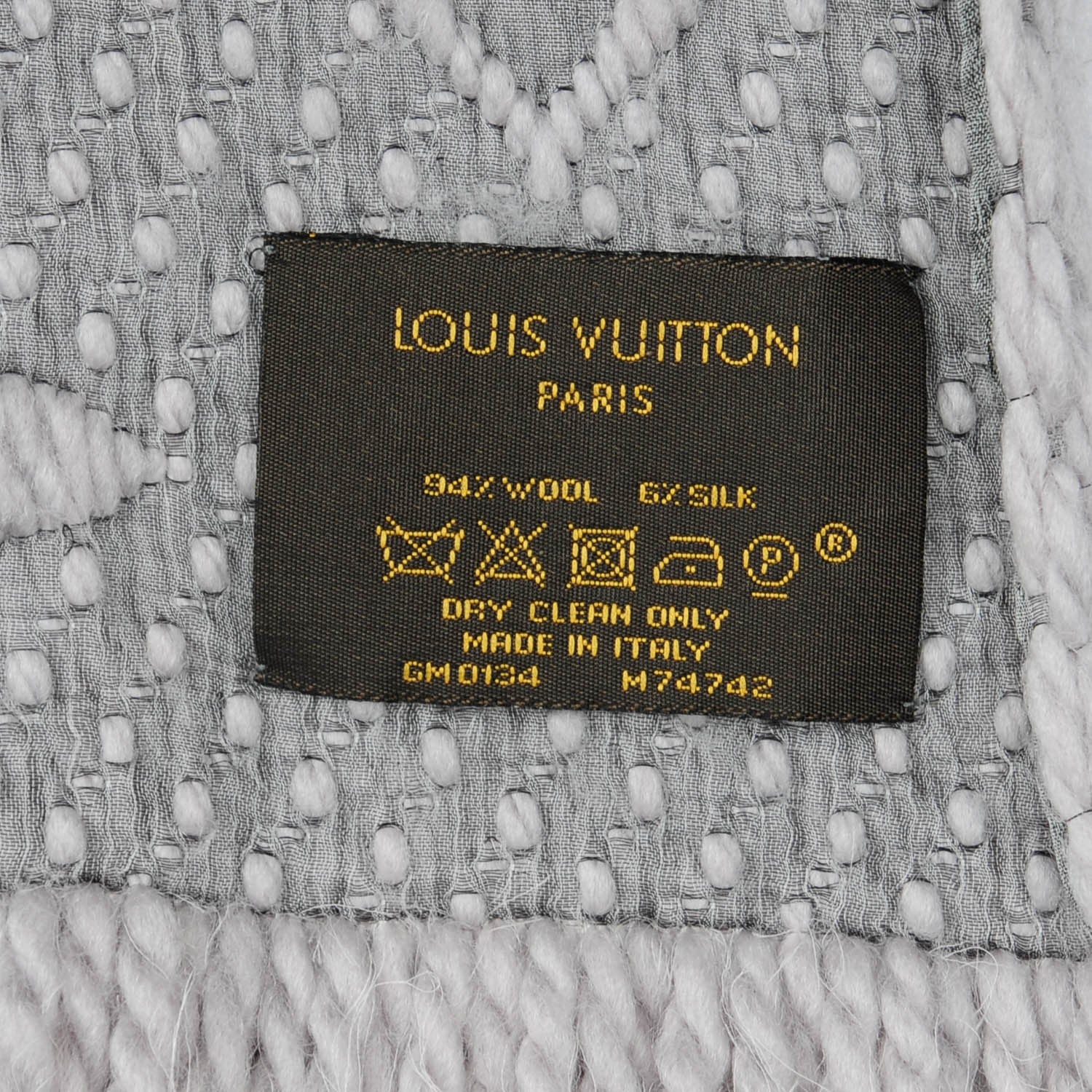 Louis Vuitton Wool Silk Logomania Scarf Pearl Grey 4 of 4
