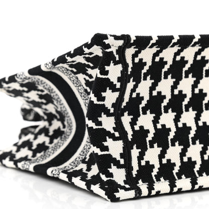 Christian Dior Canvas Houndstooth Embroidered Small Book Tote Black White 9 of 11