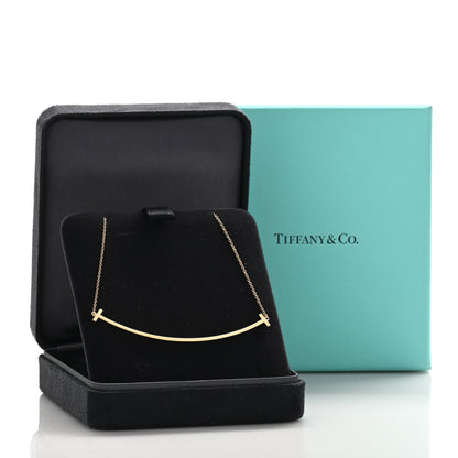 Tiffany 18K Yellow Gold Large T Smile Pendant Necklace 4 of 4
