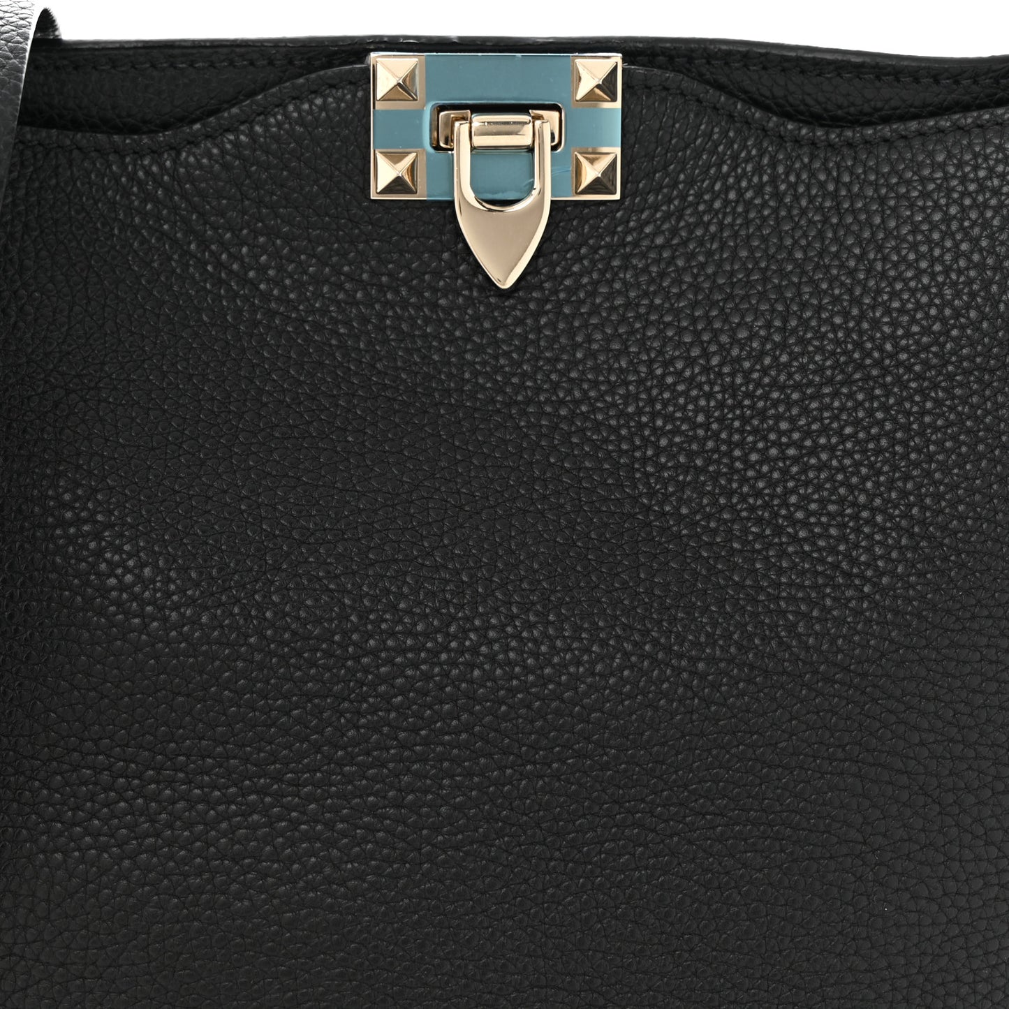 Pebbled Calfskin Small Rockstud Flip-Lock Messenger Bag Black