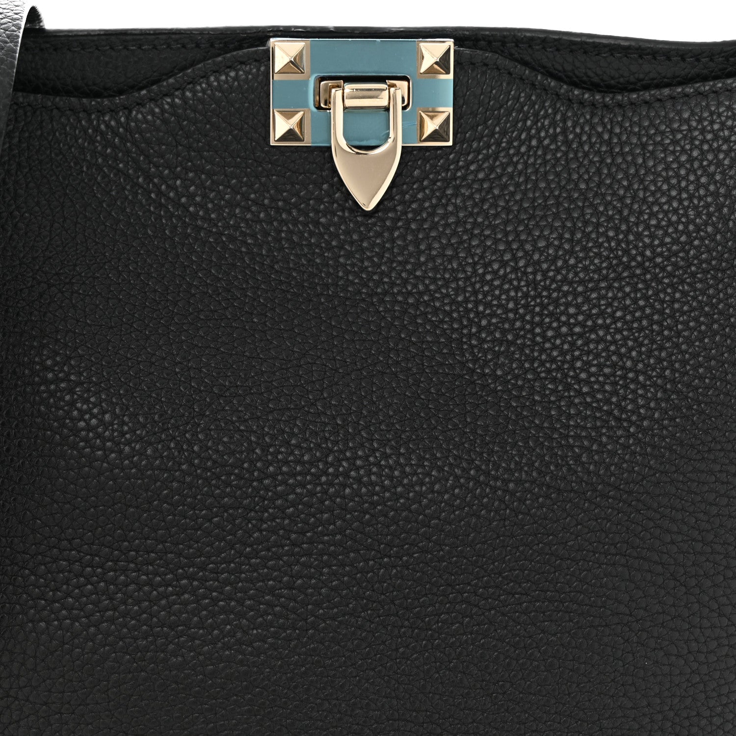 Valentino Garavani Pebbled Calfskin Small Rockstud Flip-Lock Messenger Bag Black 7 of 9