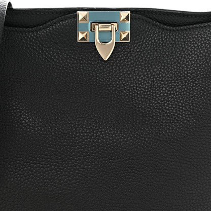Valentino Garavani Pebbled Calfskin Small Rockstud Flip-Lock Messenger Bag Black 7 of 9