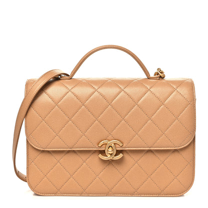 Chanel Caviar Quilted Small Top Handle Flap Beige 1 of 10