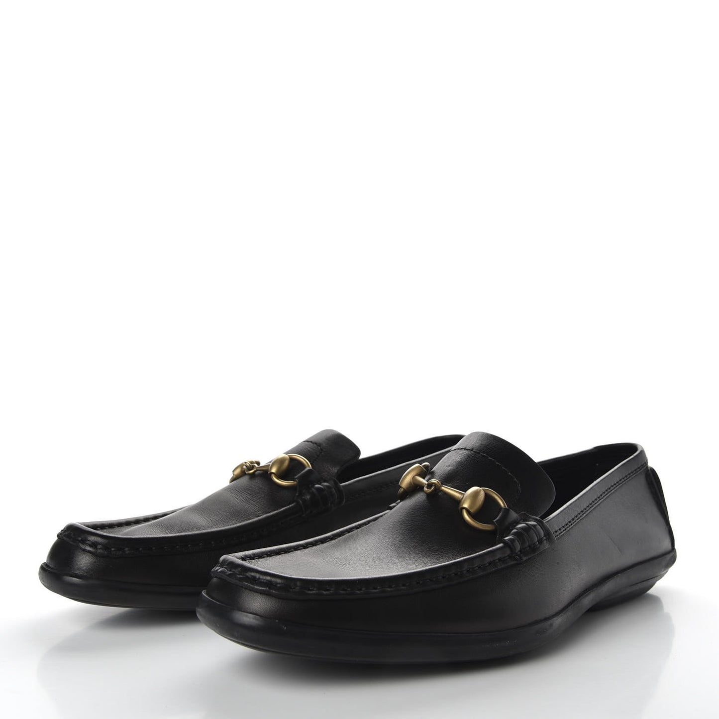 Calfskin Mens Horsebit Driver Loafers 8 Black