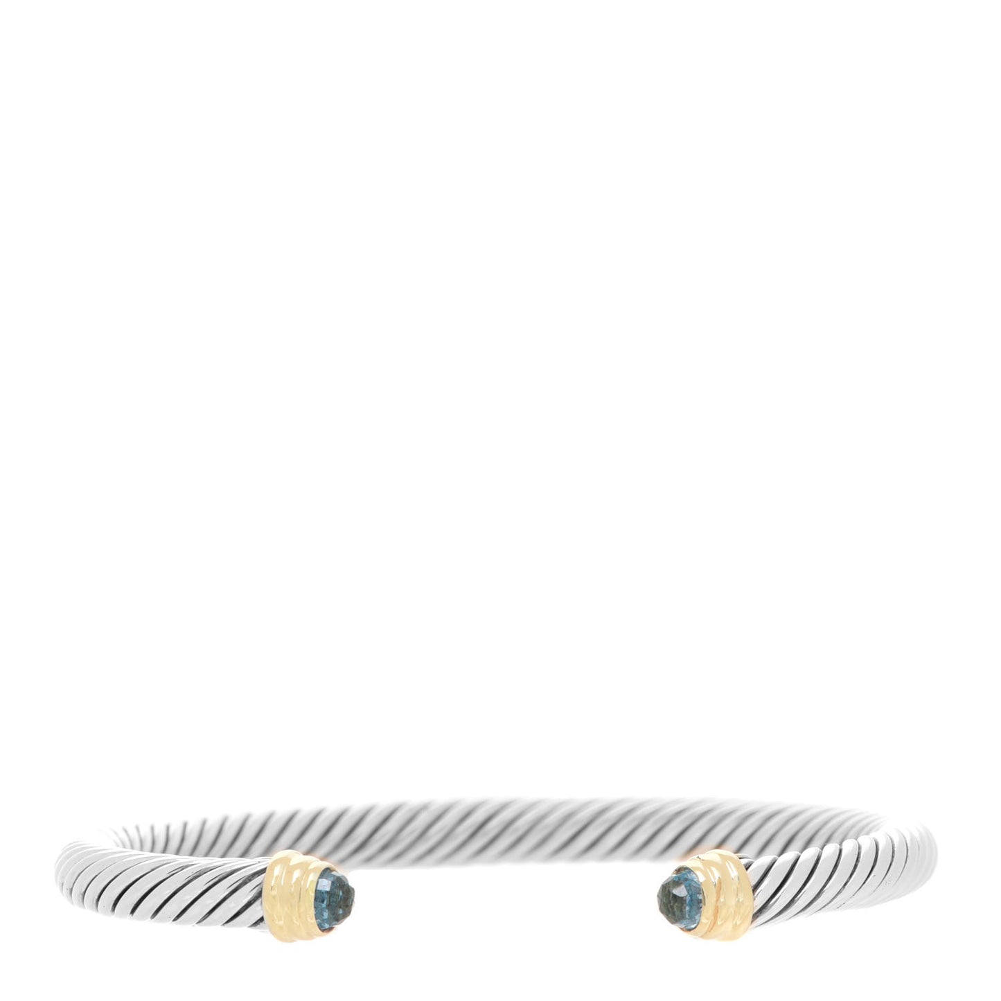 Sterling Silver 14K Yellow Gold Blue Topaz 5mm Cable Classics Petite Color Bracelet
