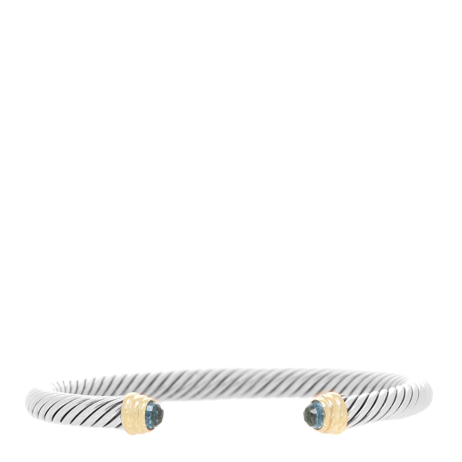 David Yurman Sterling Silver 14K Yellow Gold Blue Topaz 5mm Cable Classics Petite Color Bracelet 1 of 4