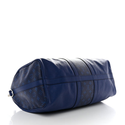 Louis Vuitton Taiga Monogram Eclipse Keepall Bandouliere 50 Pacific Blue 3 of 9