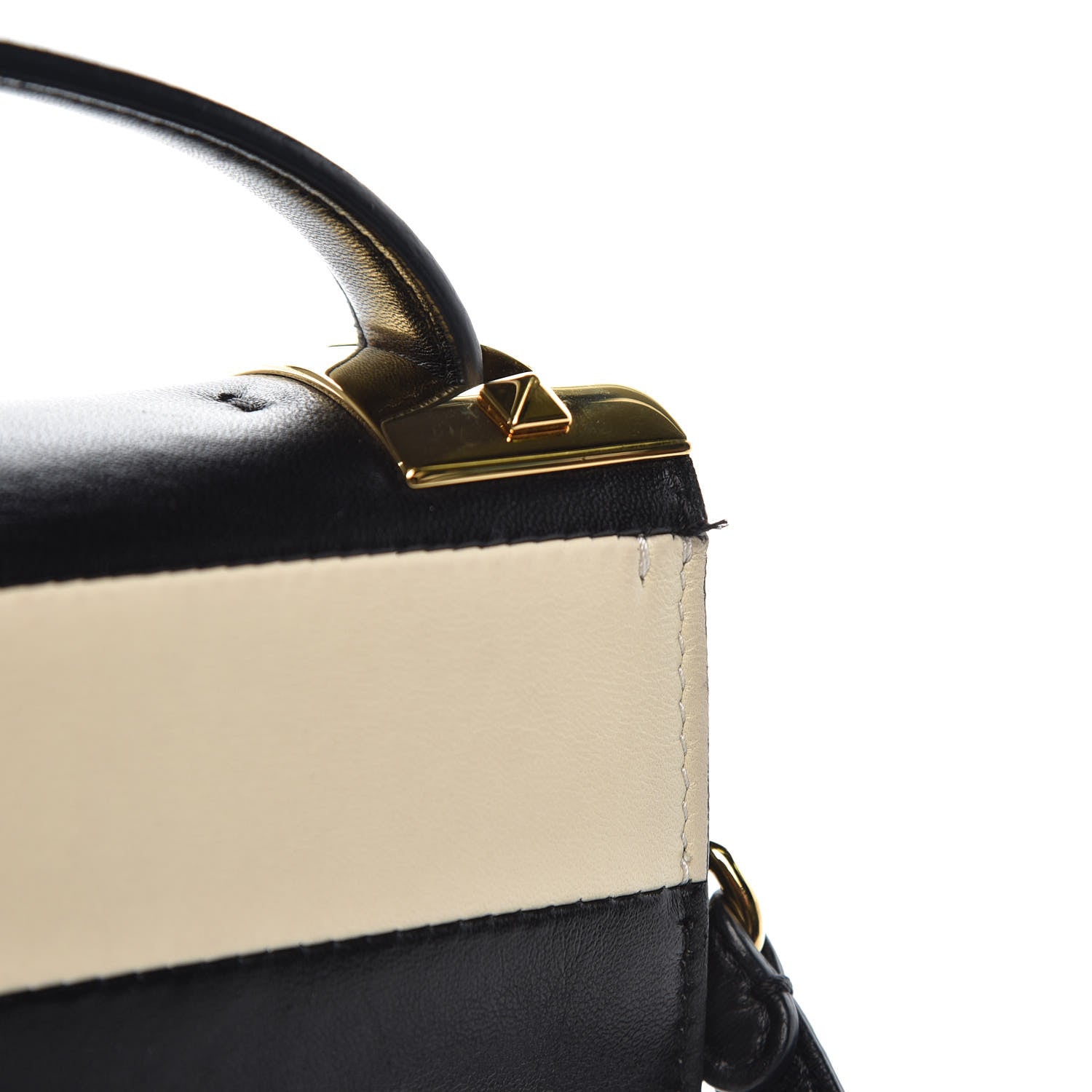 Valentino Garavani Nappa Striped My Rockstud Clutch Black Light Ivory 12 of 12