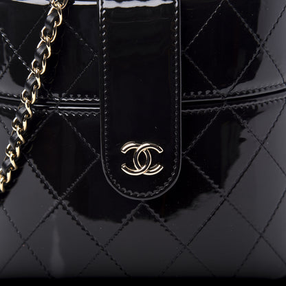 Chanel Patent Quilted Round Clutch With Chain Black 10 of 10