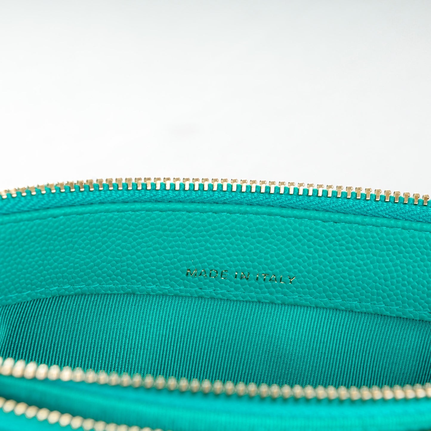 Caviar Quilted Small Clutch With Chain Turquoise