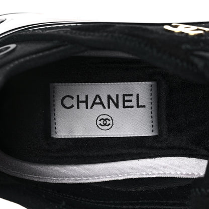 Chanel Velvet Calfskin Mixed Fibers CC Sneakers 38 Black 7 of 9