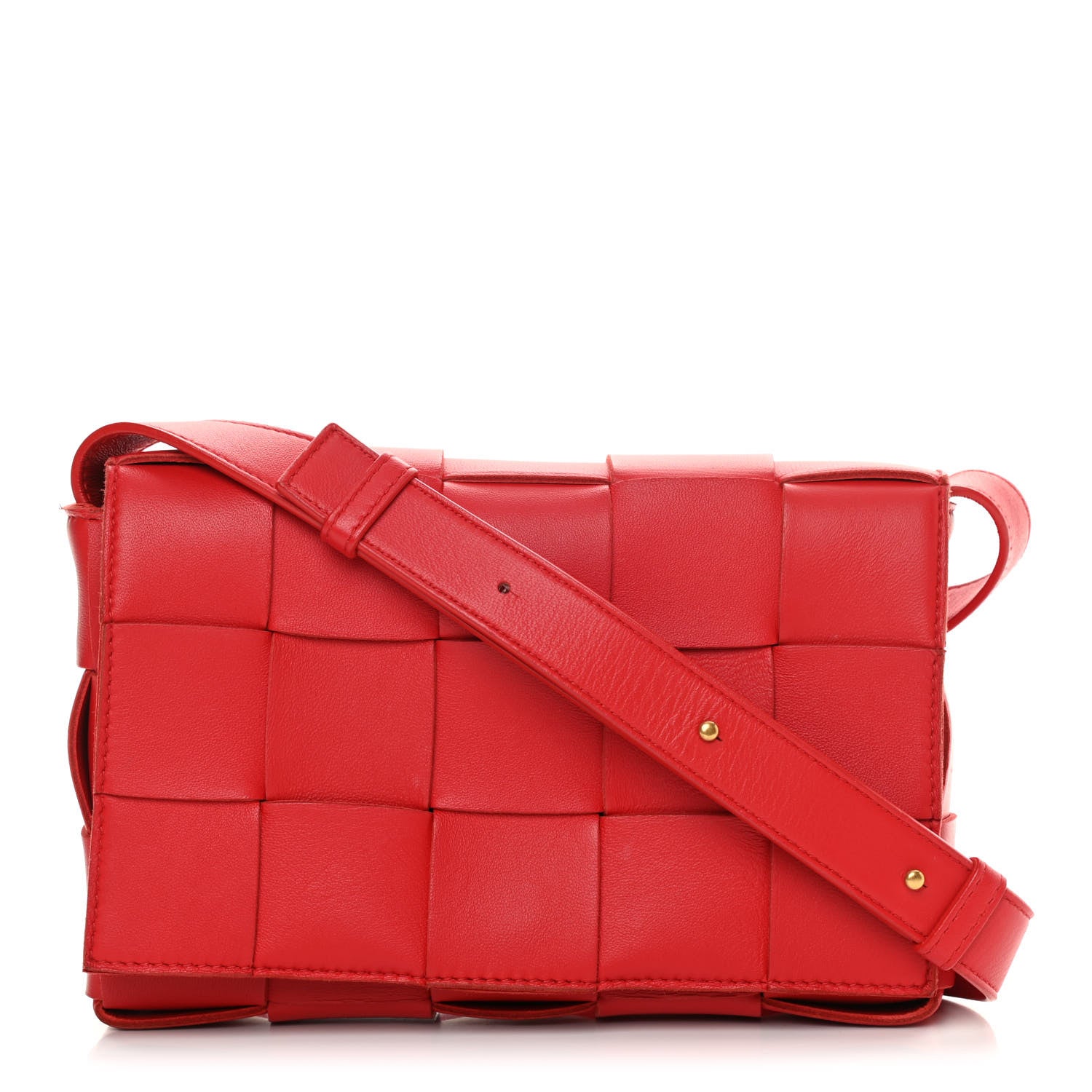 Bottega Veneta Lambskin Maxi Intrecciato Cassette Crossbody Bag Bright Red 1 of 11