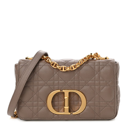 Christian Dior Calfskin Cannage Small Caro Bag Taupe 1 of 11