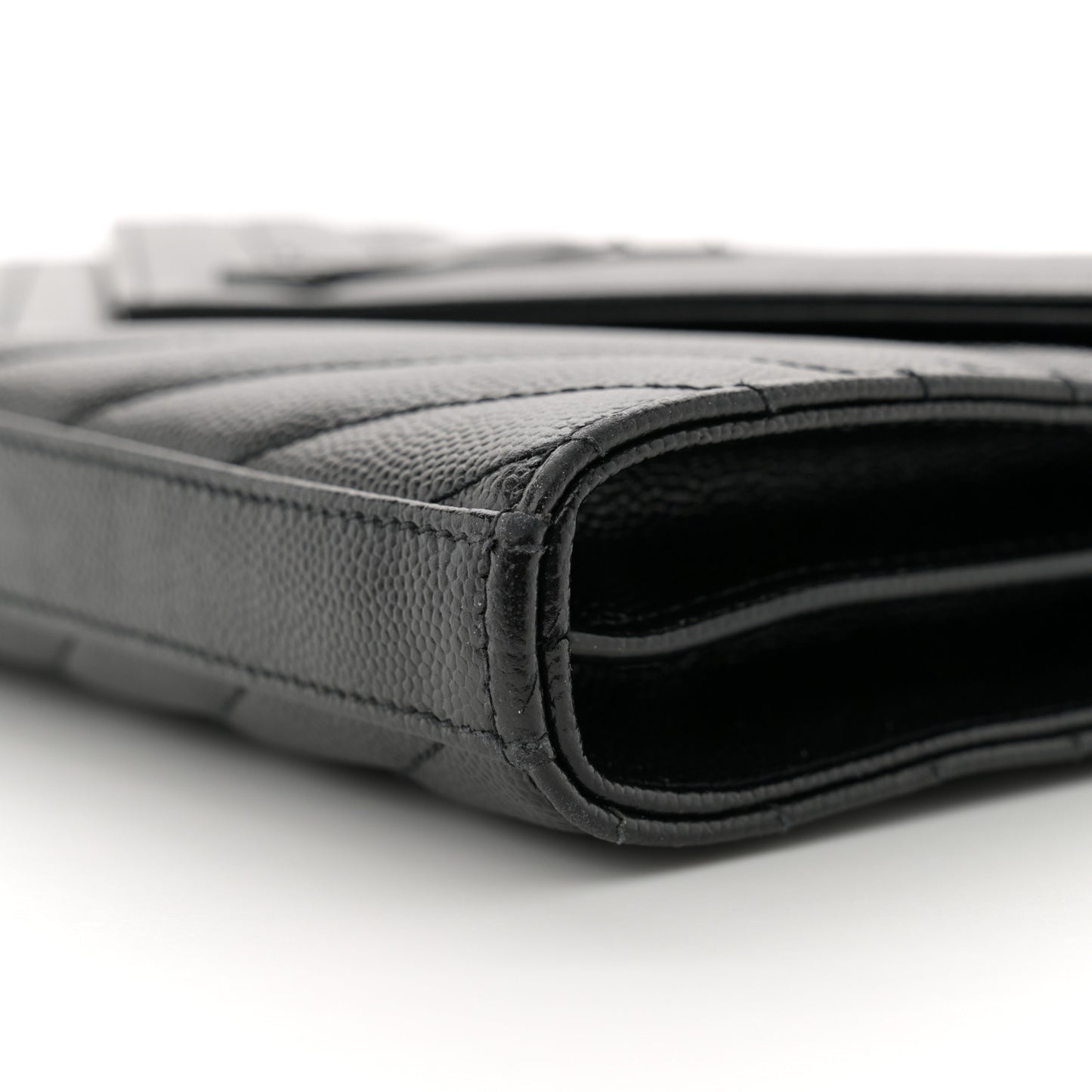 Grain De Poudre Matelasse Chevron Monogram Monochrome Chain Wallet Black