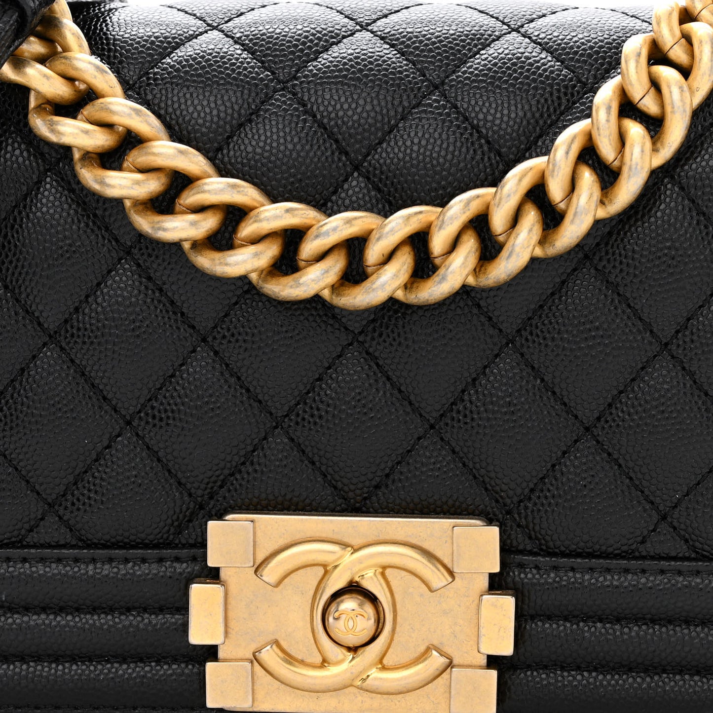 Caviar Quilted Small Boy Flap Black