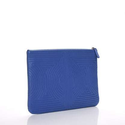Chanel Lambskin Quilted Large Korean Garden Cosmetic Case Blue 3 of 8
