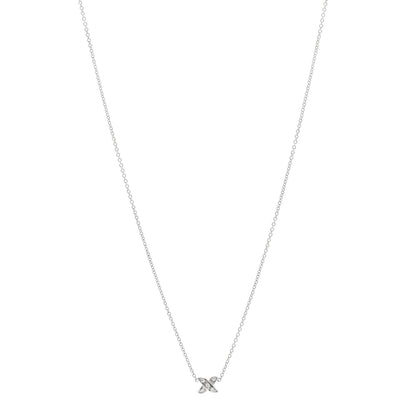 Tiffany 18K White Gold Diamond Mini Cross Stitch Pendant Necklace 1 of 4