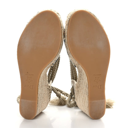 Christian Dior Canvas Mille Fleurs Embroidered Granville Ankle Tie Espadrille 65mm Wedges 35 Multicolor 5 of 8