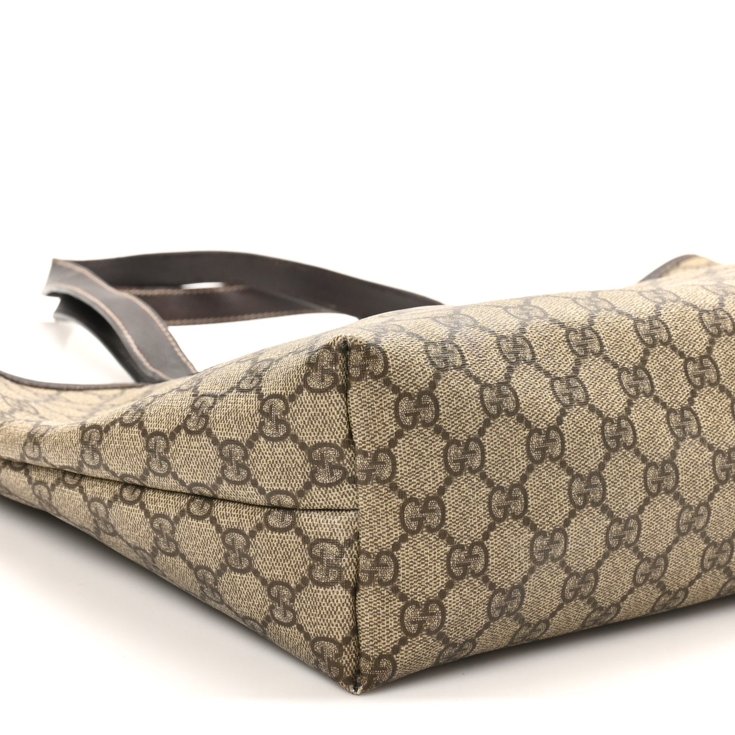 GG Supreme Monogram Medium Zippered Shopping Tote Dark Brown