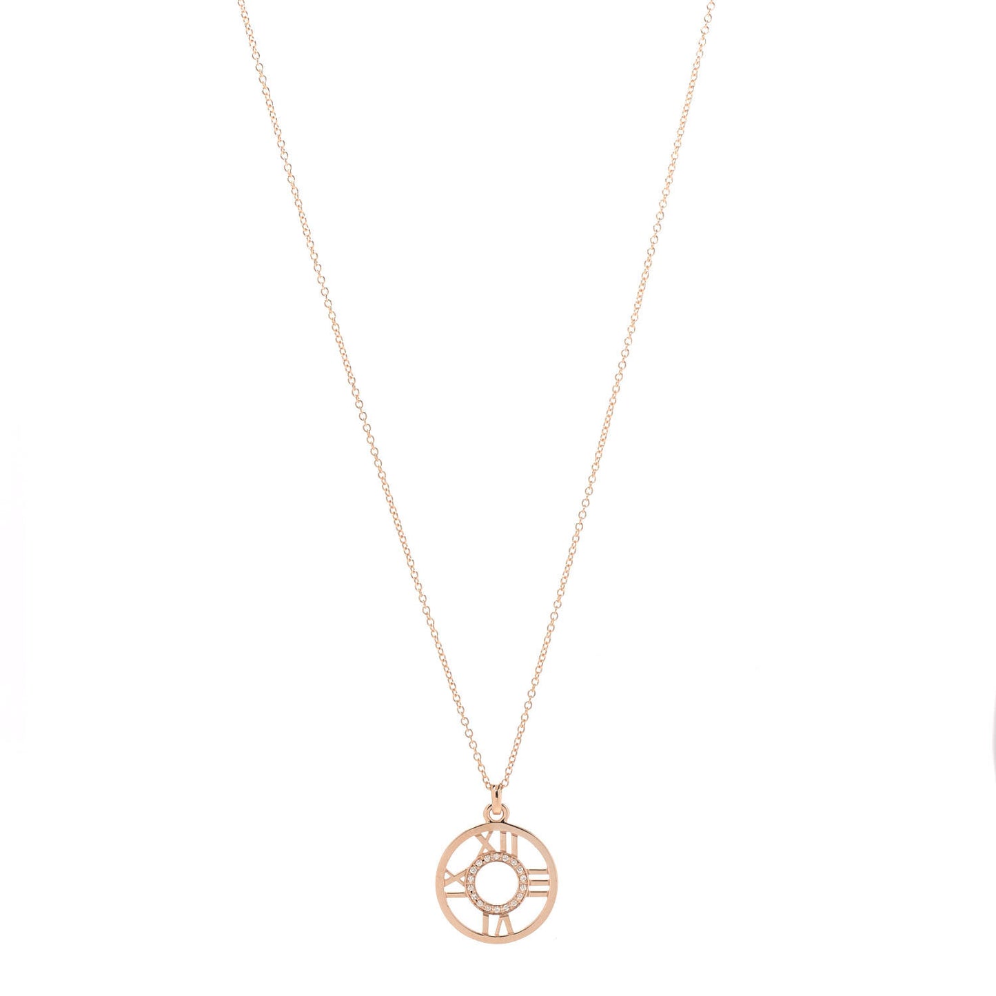 18K Rose Gold Diamond Small Atlas Open Pendant Necklace