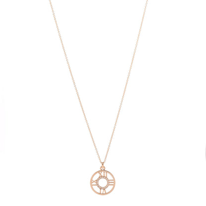 Tiffany 18K Rose Gold Diamond Small Atlas Open Pendant Necklace 1 of 6