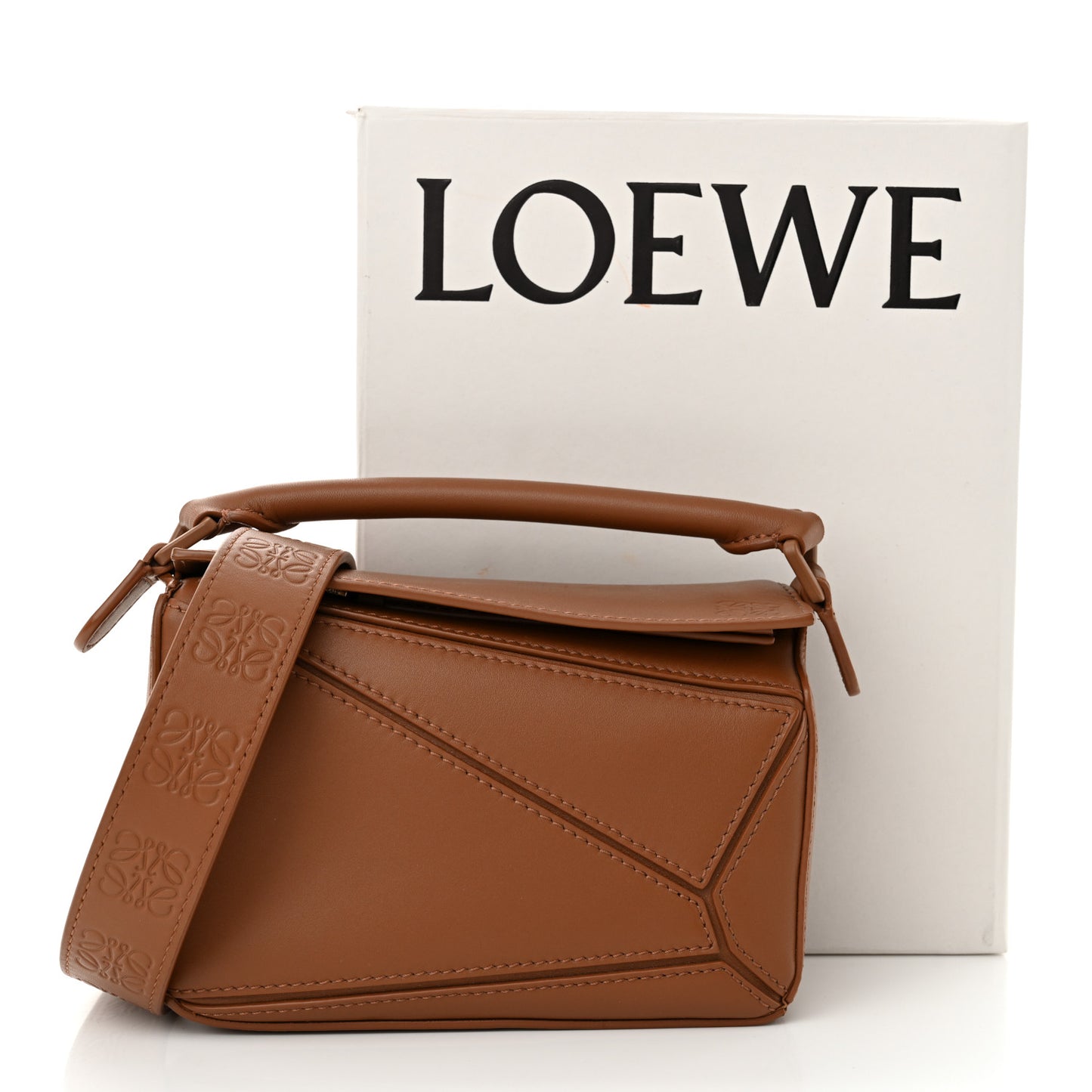 Satin Calfskin Mini Puzzle Bag Pecan