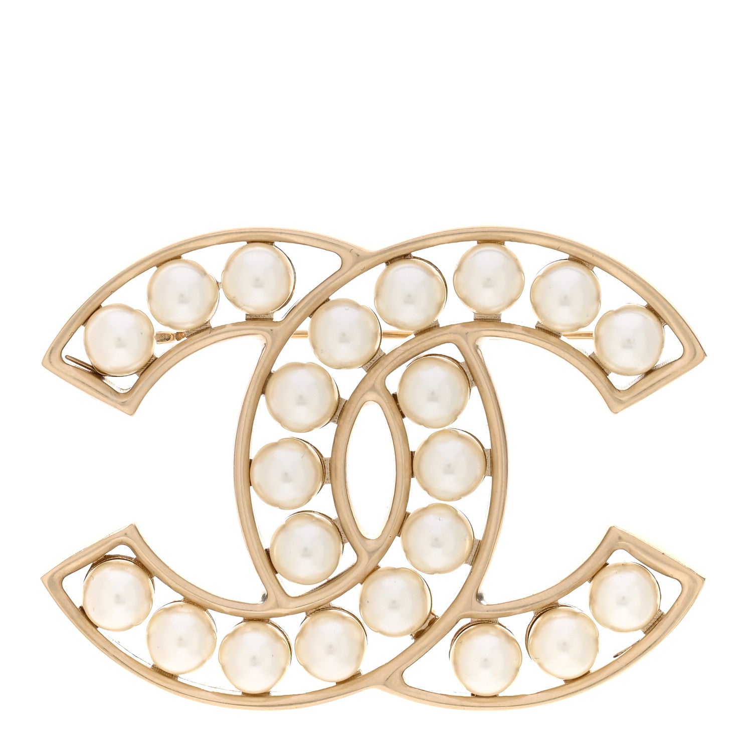 Chanel Pearl CC Brooch Light Gold 1 of 5