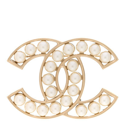 Chanel Pearl CC Brooch Light Gold 1 of 5