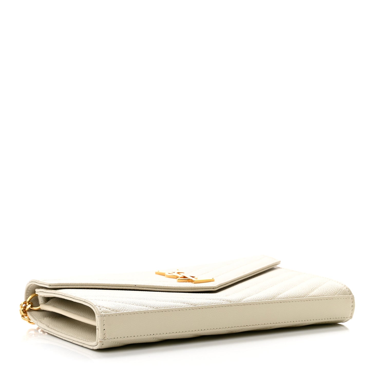 Grain De Poudre Matelasse Chevron Monogram Chain Wallet Crema Soft