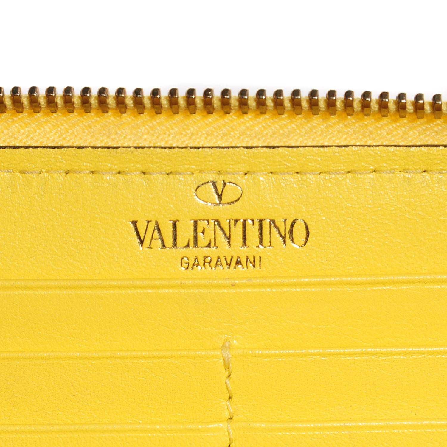 Valentino Garavani Calfskin Rockstud Zip Around Wallet Naples Yellow 7 of 9