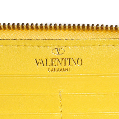Valentino Garavani Calfskin Rockstud Zip Around Wallet Naples Yellow 7 of 9