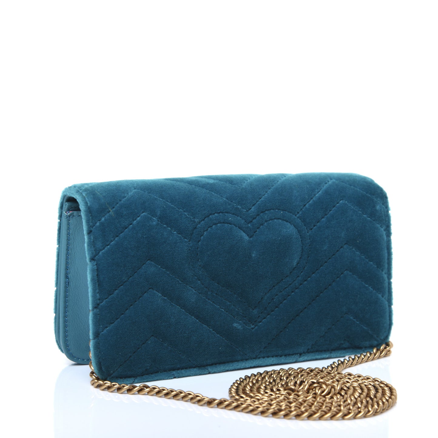 Velvet Matelasse GG Marmont Mini Bag Pavone Cyan