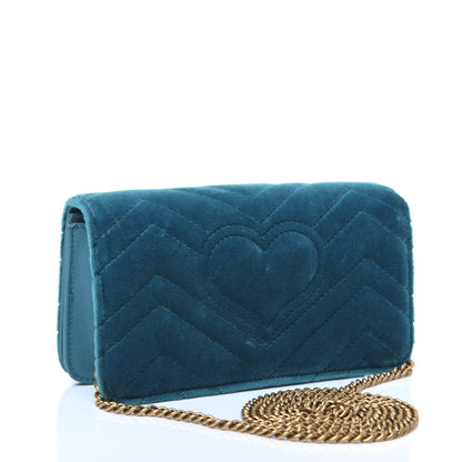 Gucci Velvet Matelasse GG Marmont Mini Bag Pavone Cyan 3 of 10
