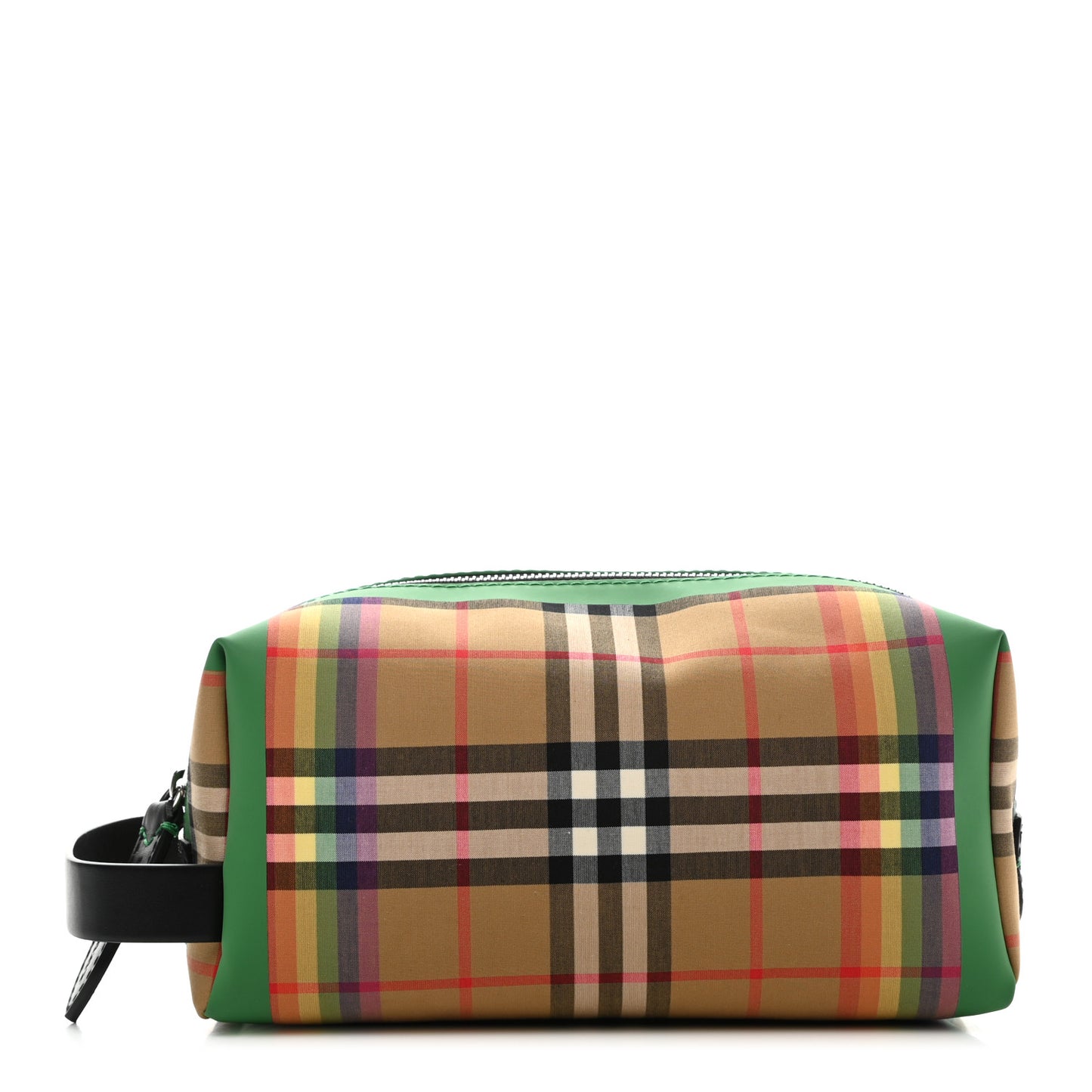 Vintage Rainbow Check Travel Pouch Antique Yellow Green