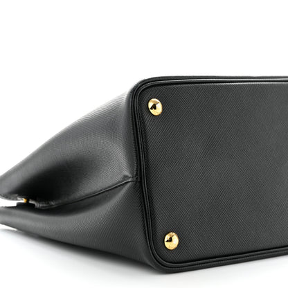 Prada Saffiano Cuir Large Double Bag Black Mughetto 8 of 9