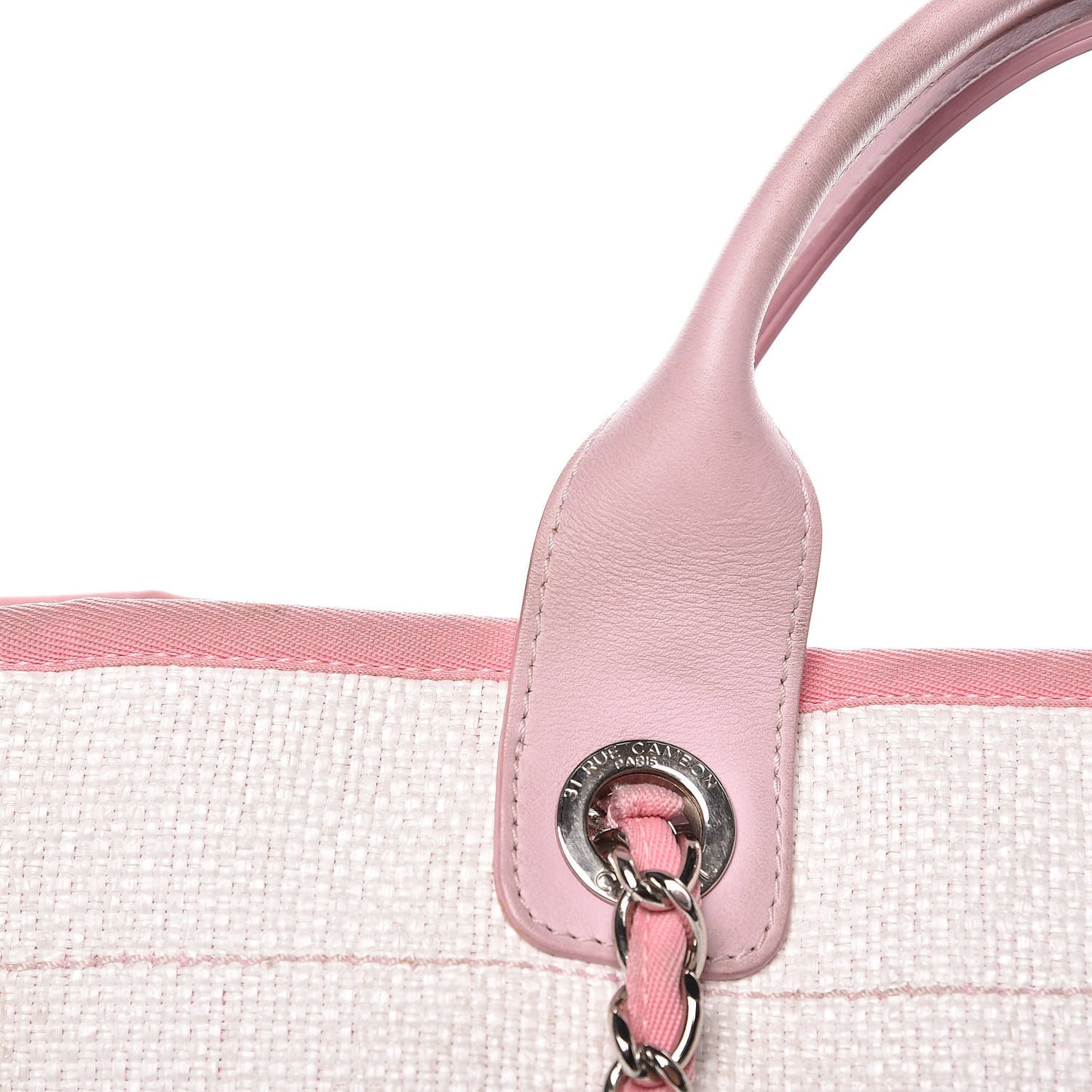 Woven Straw Raffia Large Deauville Tote Pink