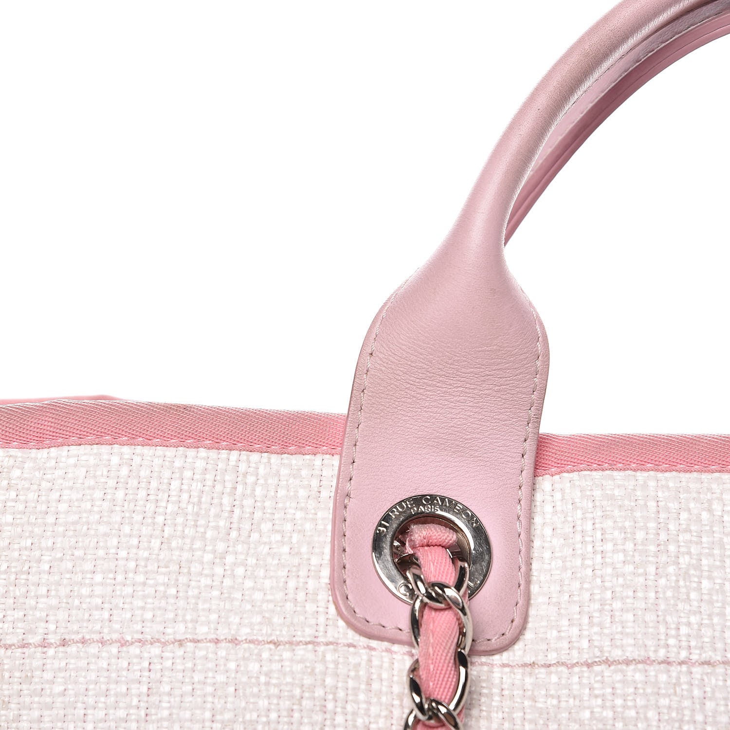 Chanel Woven Straw Raffia Large Deauville Tote Pink 21 of 31