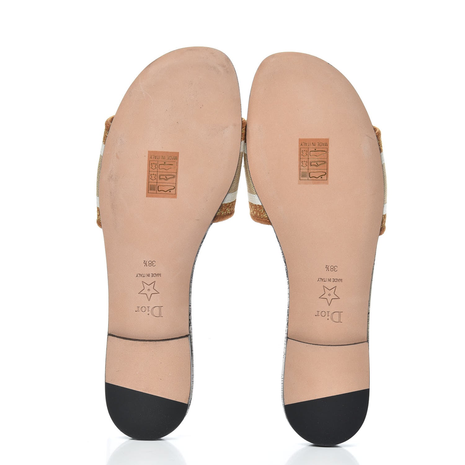 Christian Dior Canvas Lurex Baobab Embroidered Dway Flat Slide Sandals 38.5 Beige 5 of 10