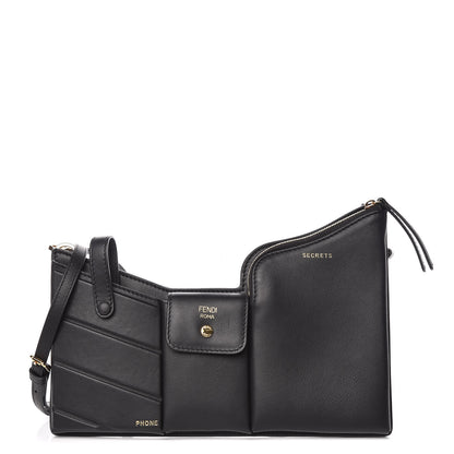 Fendi Vitello Grace 3 Pocket Mini Crossbody Bag Matte Black 1 of 12