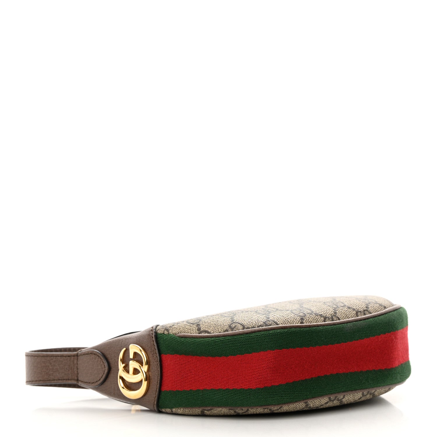Gucci GG Supreme Monogram Textured Calfskin Web Mini Ophidia Half Moon Hobo Beige Ebony New Acero 4 of 19