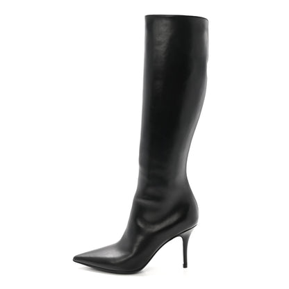 Christian Dior Calfskin Cherie Pointy Toe Tall Boots 37 Black 1 of 9