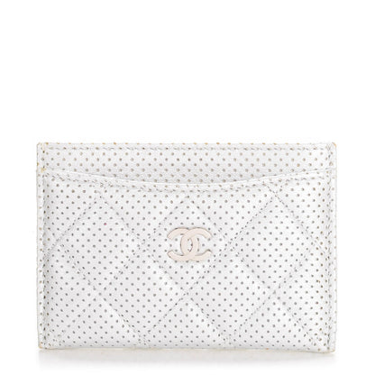 Chanel Perforated Lambskin Quilted Card Holder Light Silver 1 of 8