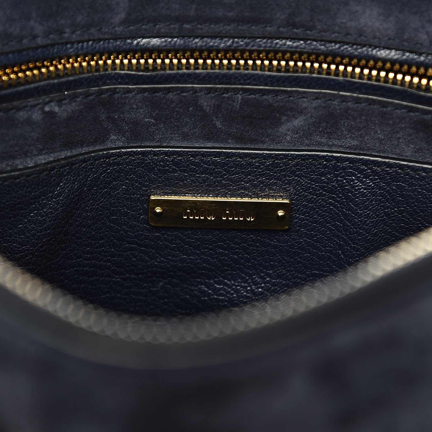 Miu Miu Goatskin Madras Tote Baltico 6 of 9