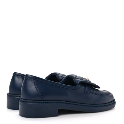 Chanel Lambskin Quilted CC Turnlock Loafers 37.5 Navy 4 of 7