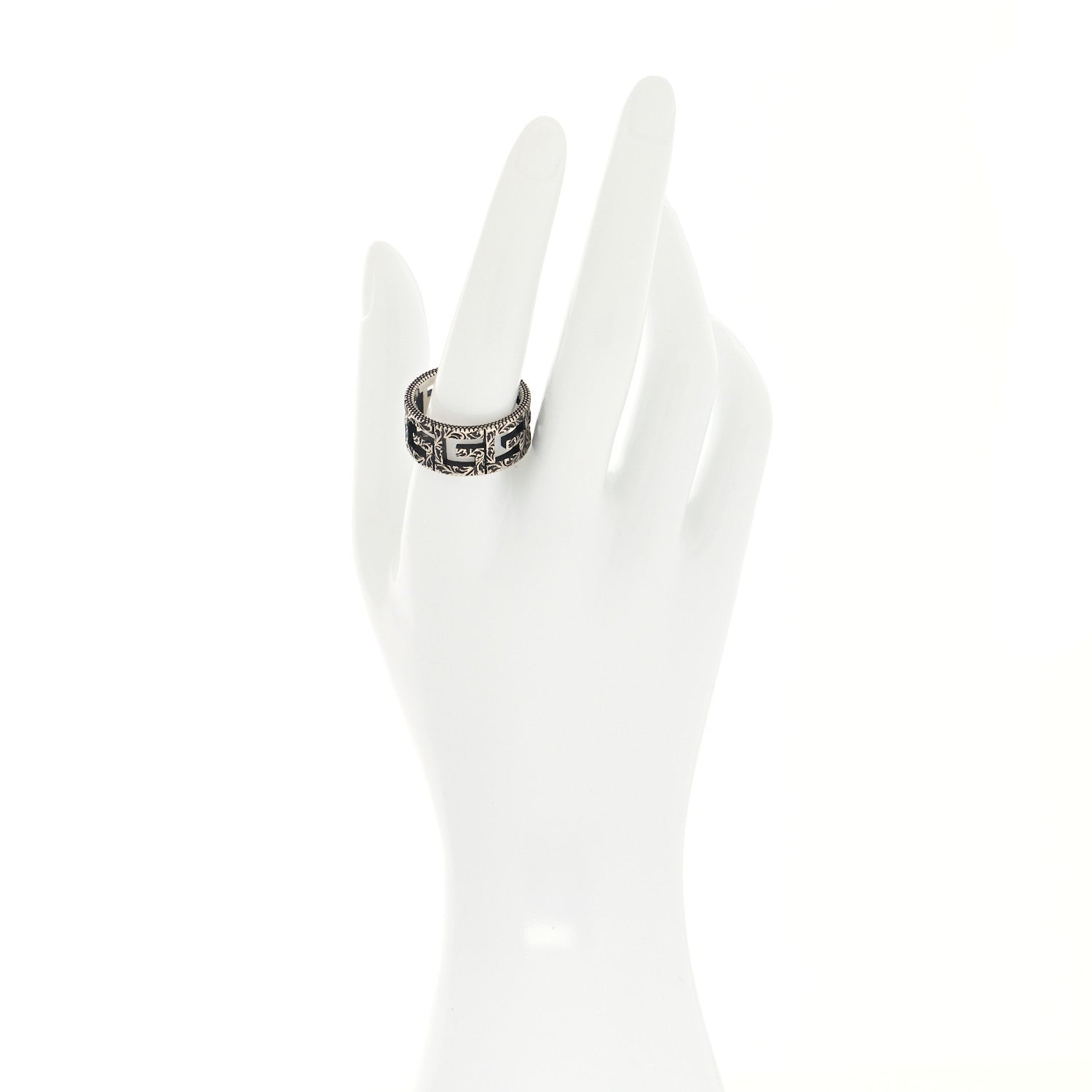 Gucci Sterling Silver Wide Square G Band Ring 63 10.25 2 of 4