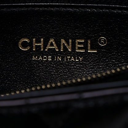 Chanel Calfskin Lizard Chevron Quilted Medium Coco Handle Flap Black 6 of 18
