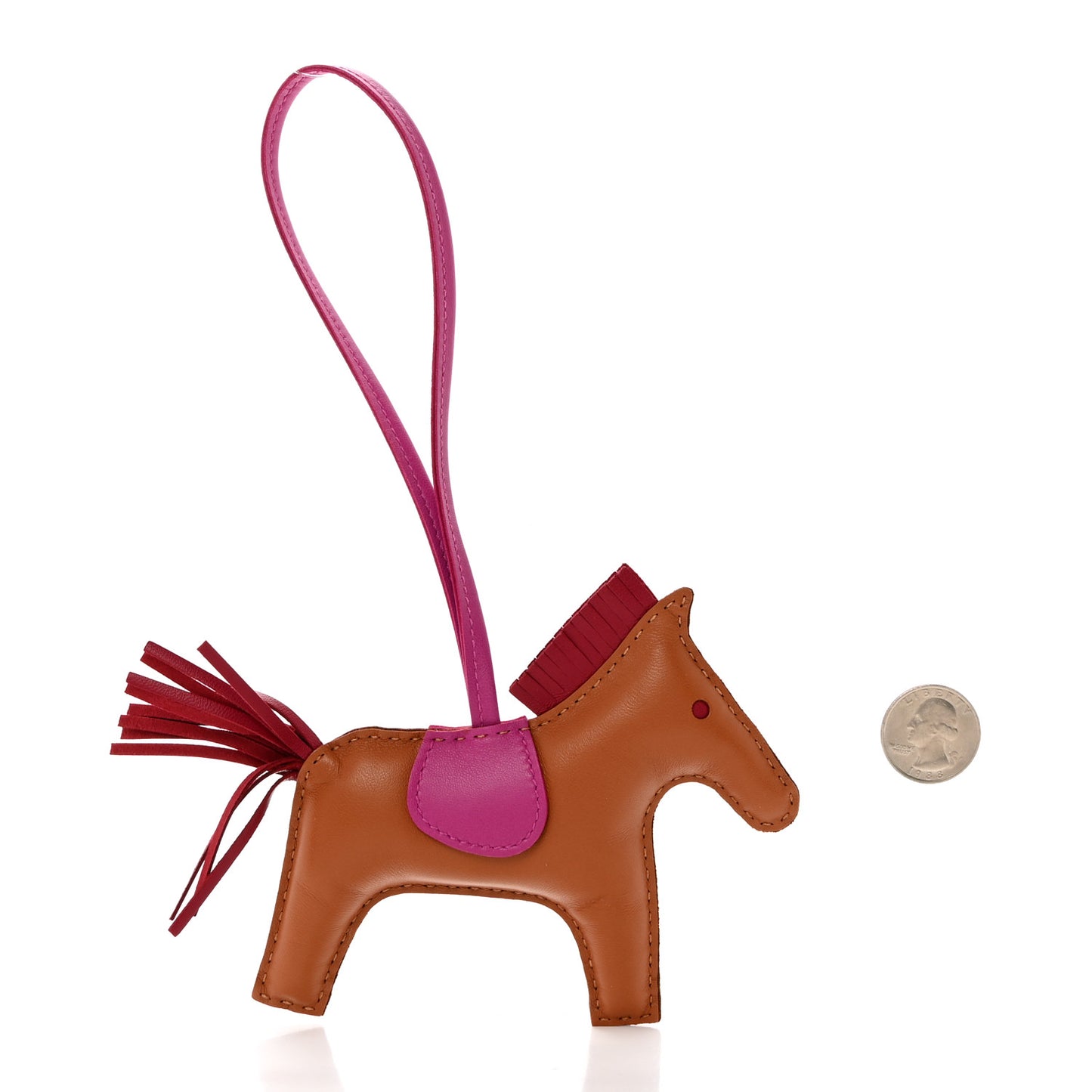 Milo Lambskin Grigri Rodeo Horse Bag Charm MM Gold Rubis Rose Pourpre