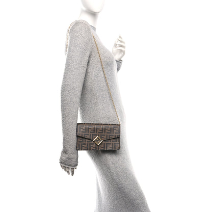 Fendi Vitello Ceylon Bi-Color FF 1974 Embossed FF Diamonds Chain Wallet Maya Black 2 of 11